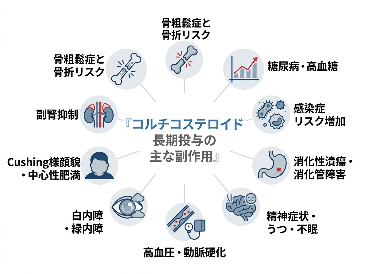 コルチコステロイドの長期投与による主要副作用