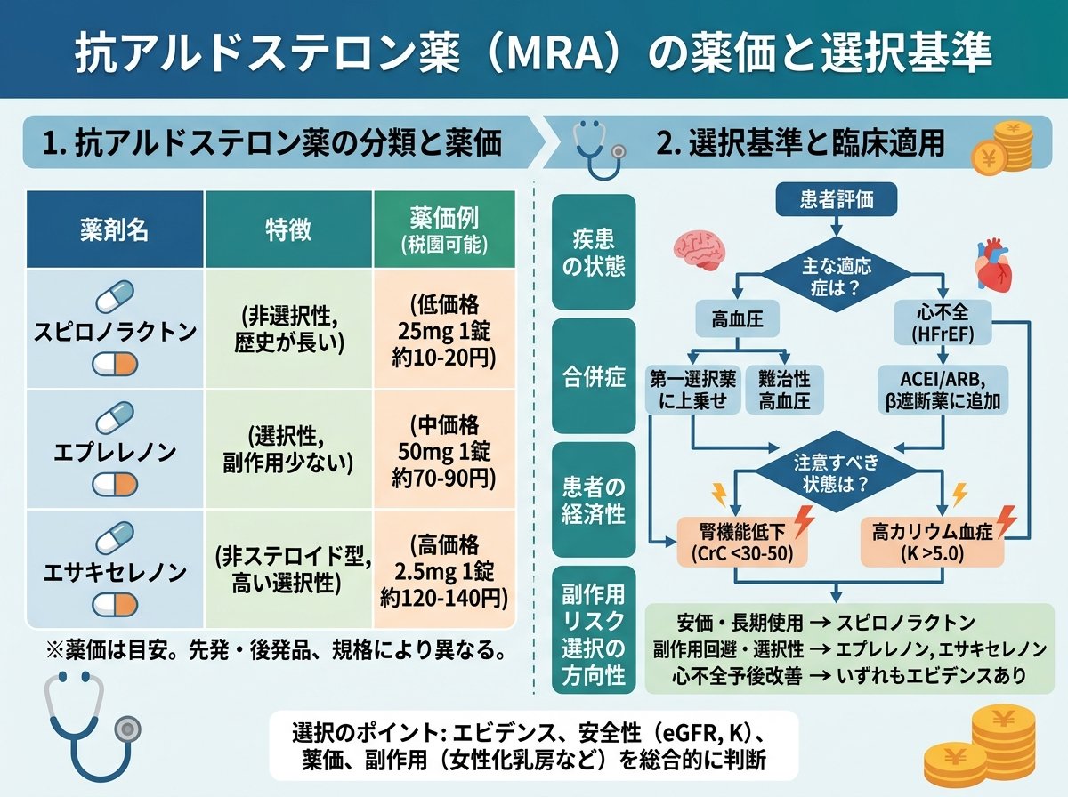 抗アルドステロン薬の薬価と選択基準
