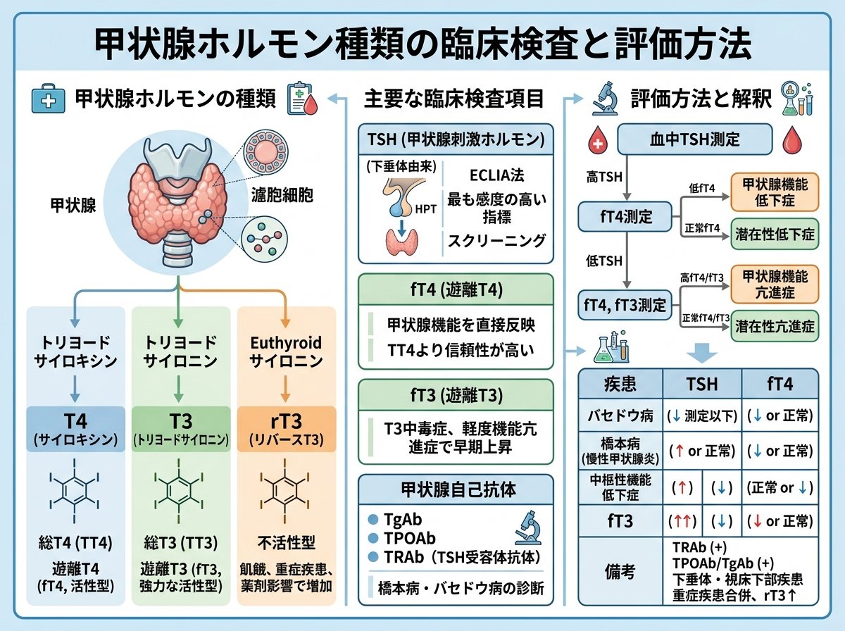 甲状腺ホルモン種類の臨床検査と評価方法