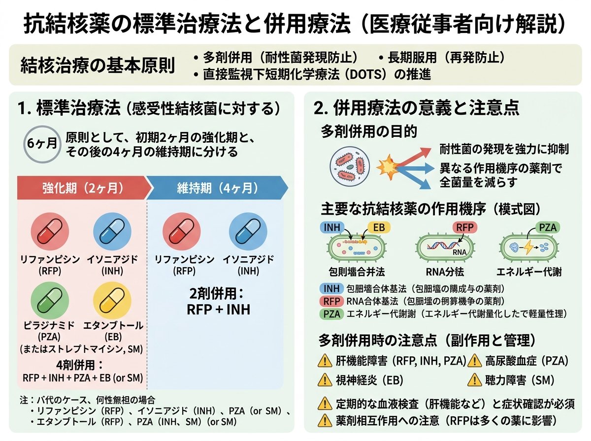 抗結核薬の標準治療法と併用療法