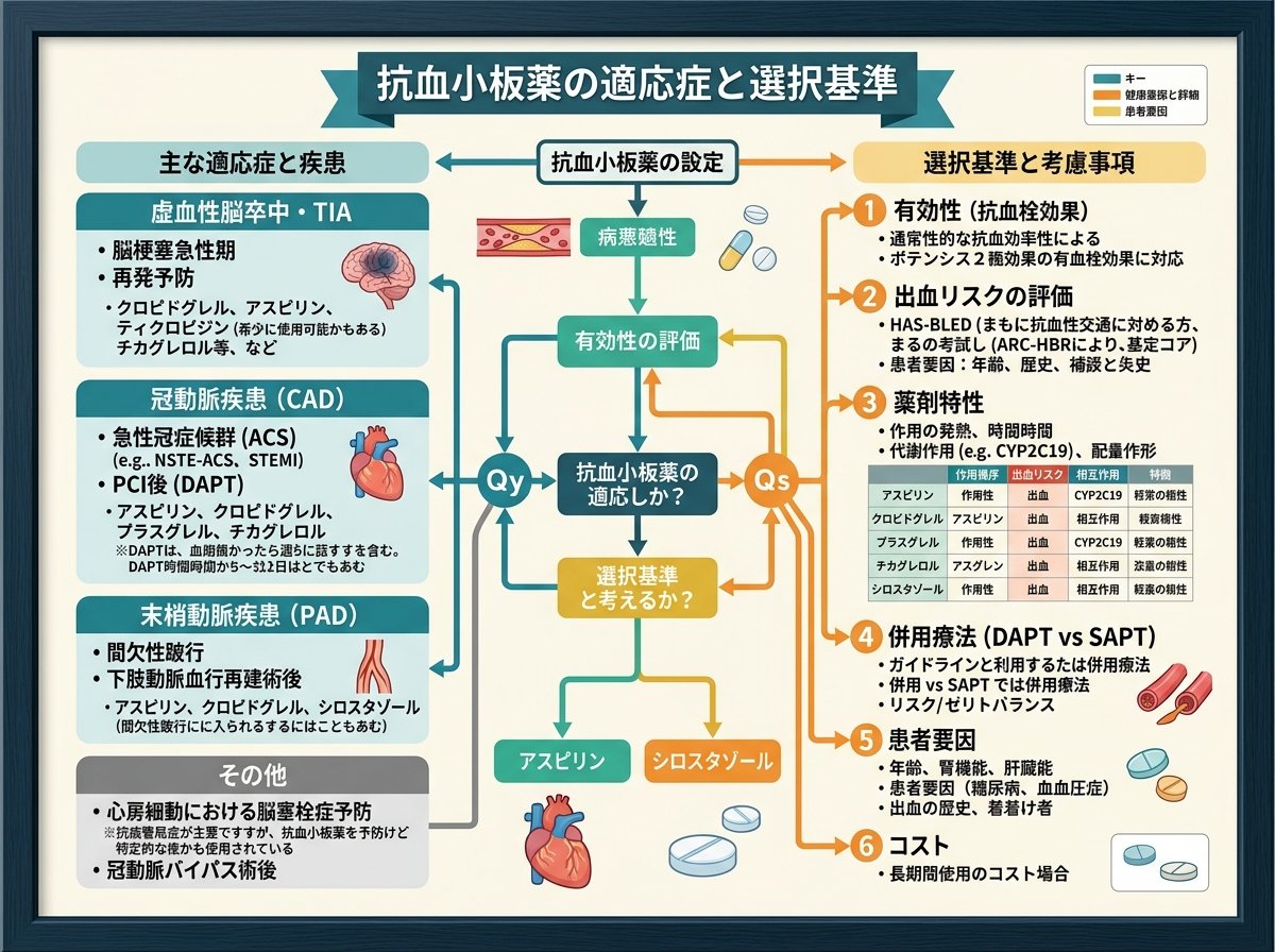 抗血小板薬の適応症と選択基準
