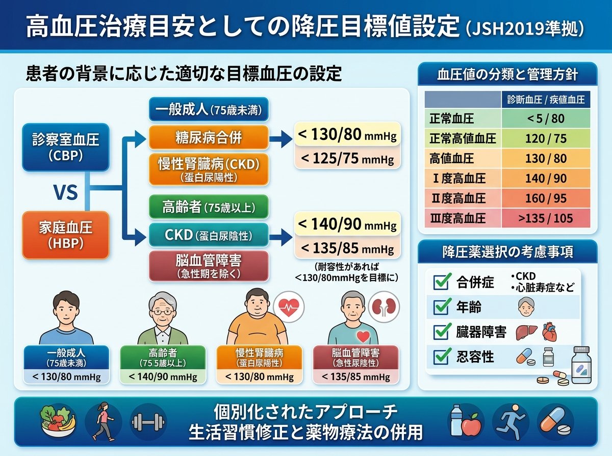 高血圧治療目安としての降圧目標値設定