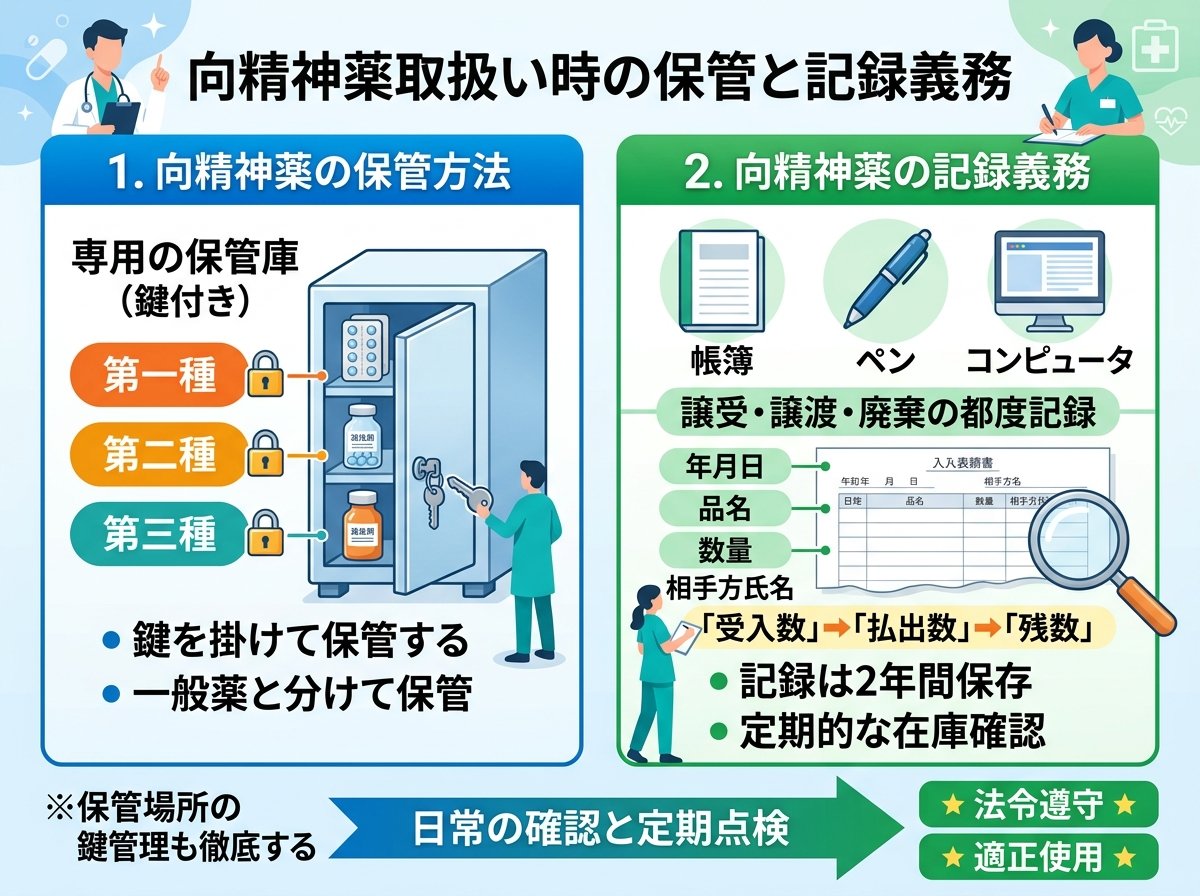向精神薬取扱い時の保管と記録義務