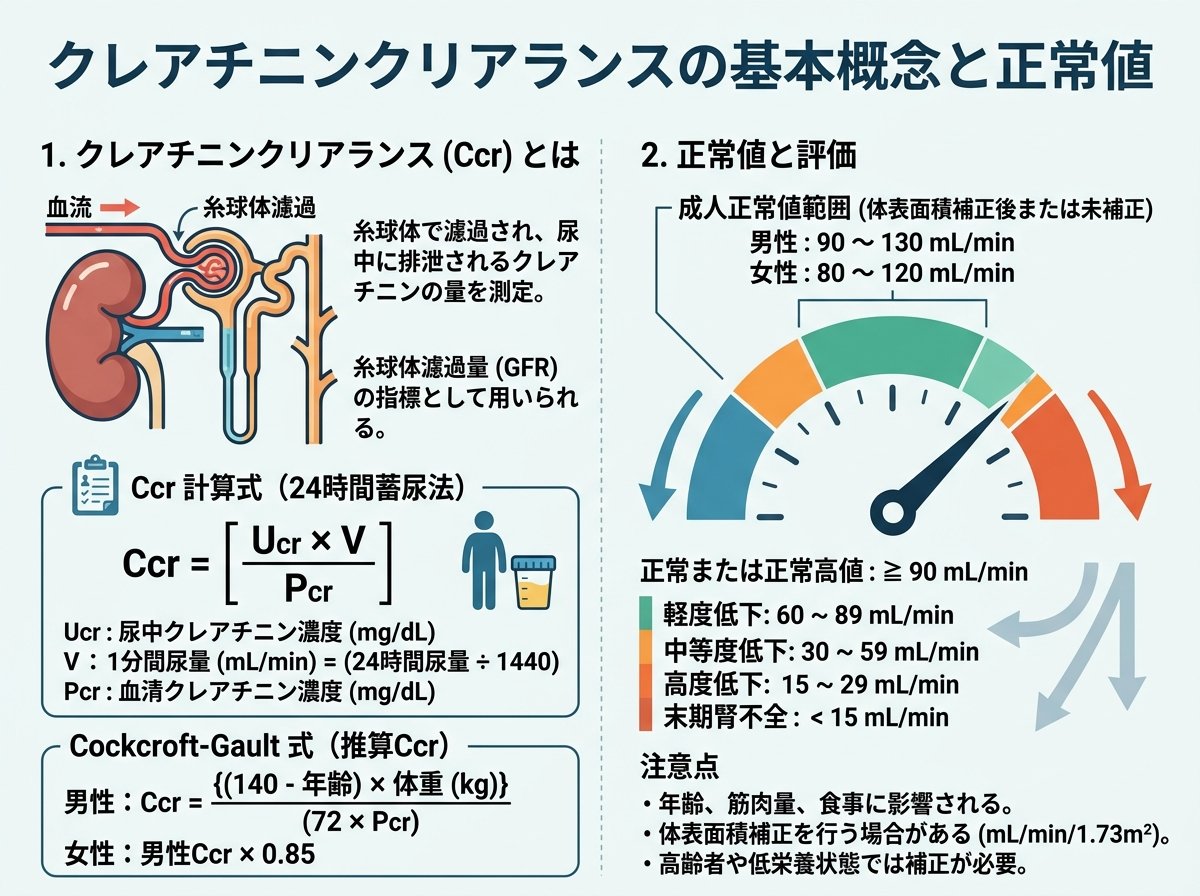 クレアチニンクリアランスの基本概念と正常値