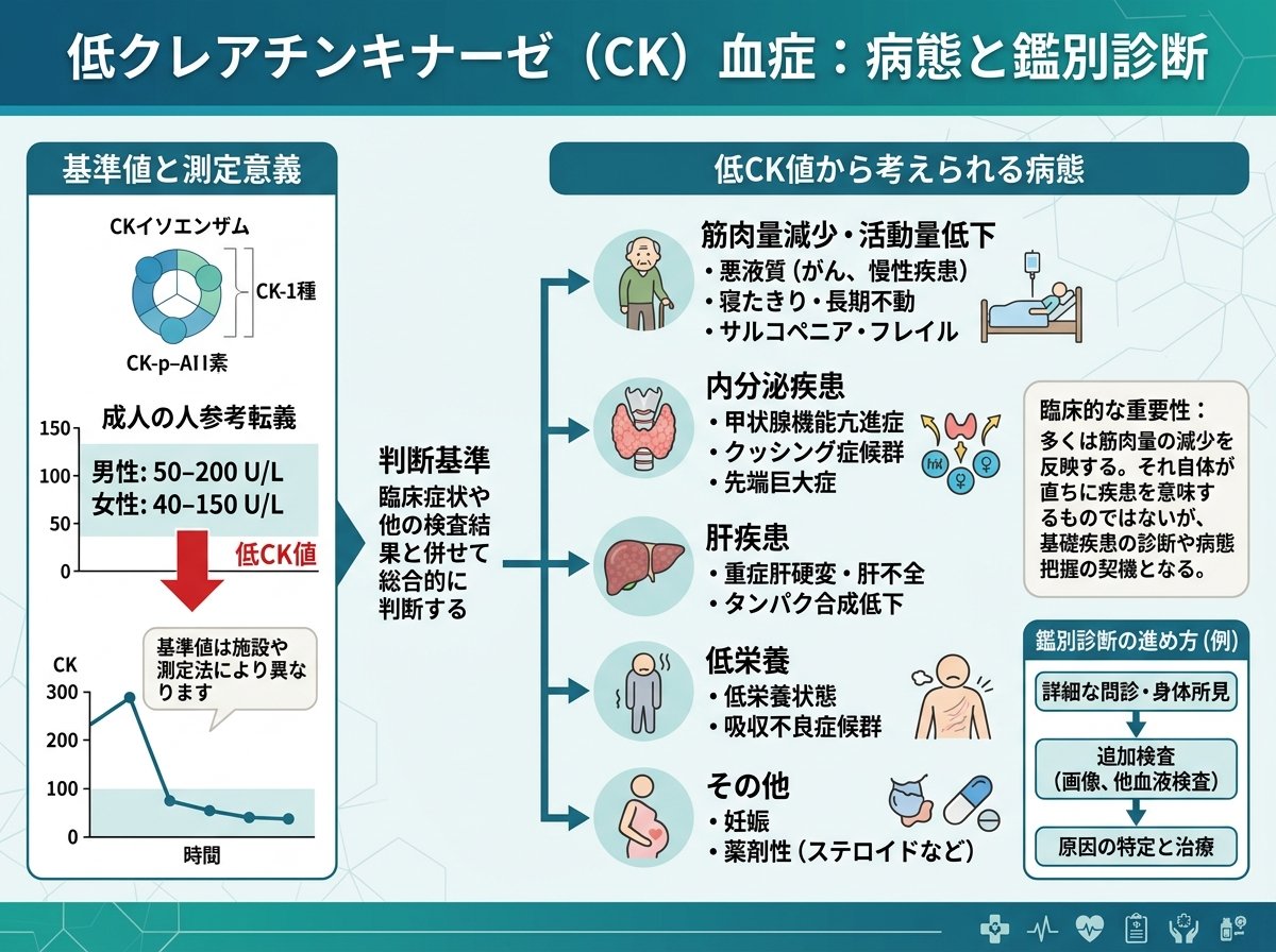 クレアチンキナーゼ 低い と どうなる 基準値と判断基準