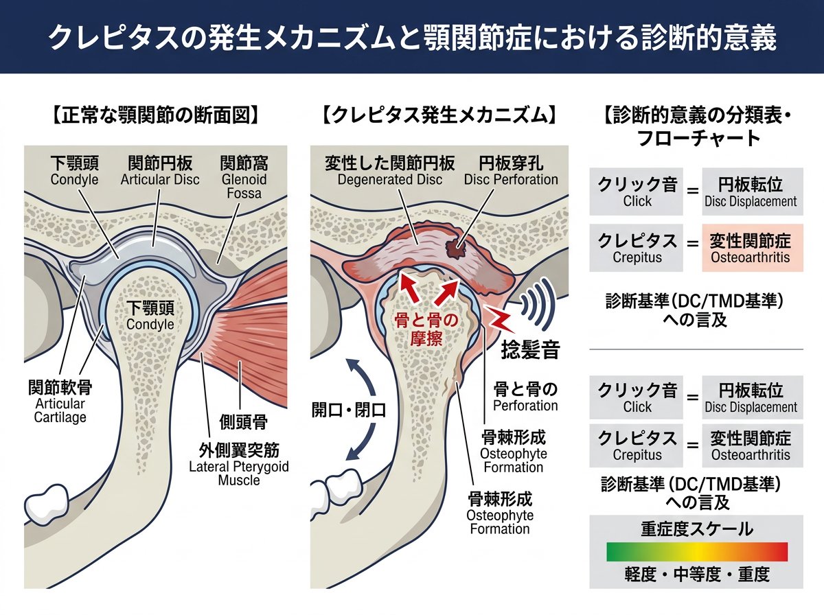 クレピタスの発生メカニズムと顎関節症における診断的意義