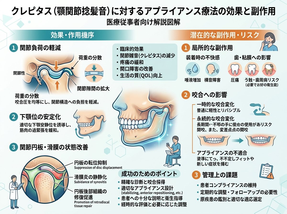 クレピタスに対するアプライアンス療法の効果と副作用