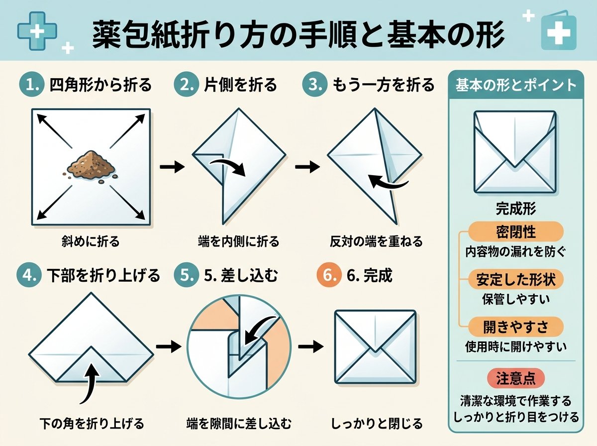 薬包紙折り方の手順と基本の形
