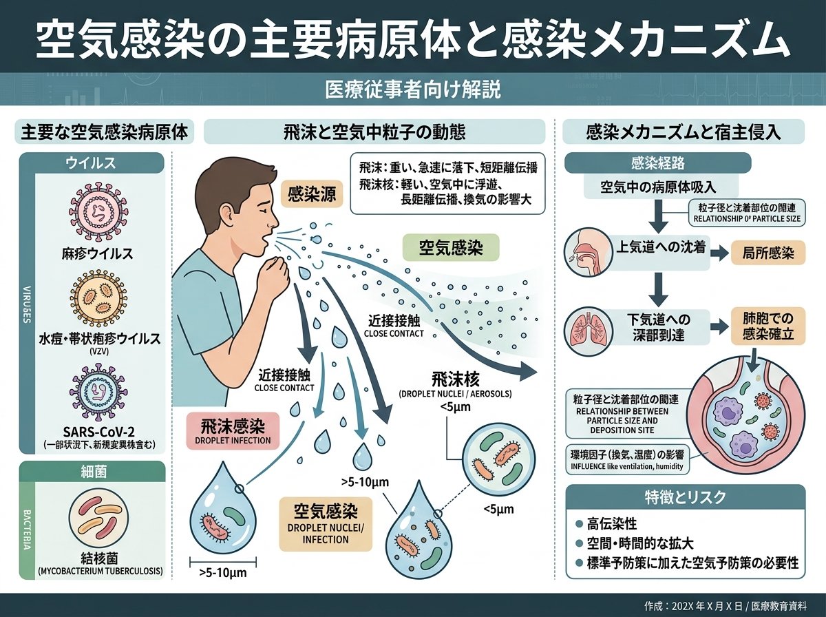 空気感染の主要病原体と感染メカニズム