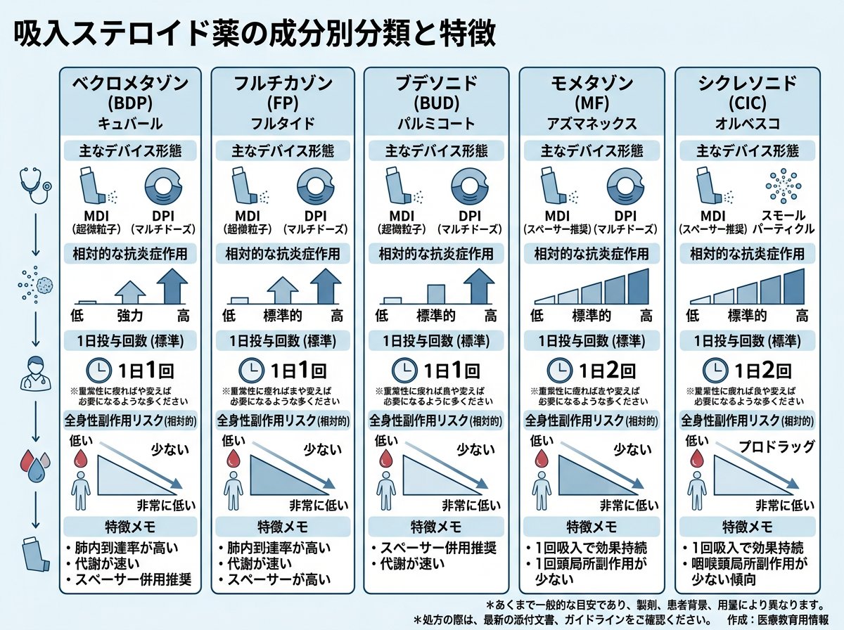 吸入ステロイド薬の成分別分類と特徴