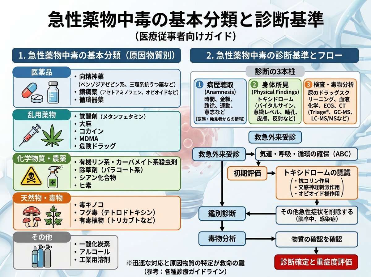 急性薬物中毒の基本分類と診断基準