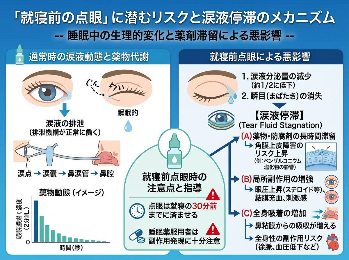 目薬寝る前にさしてはいけない理由と涙液停滞