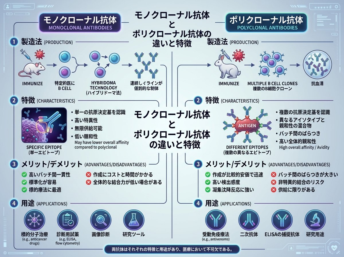 モノクローナル抗体とポリクローナル抗体の違いと特徴
