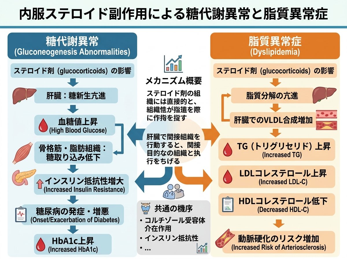 内服ステロイド副作用による糖代謝異常と脂質異常症