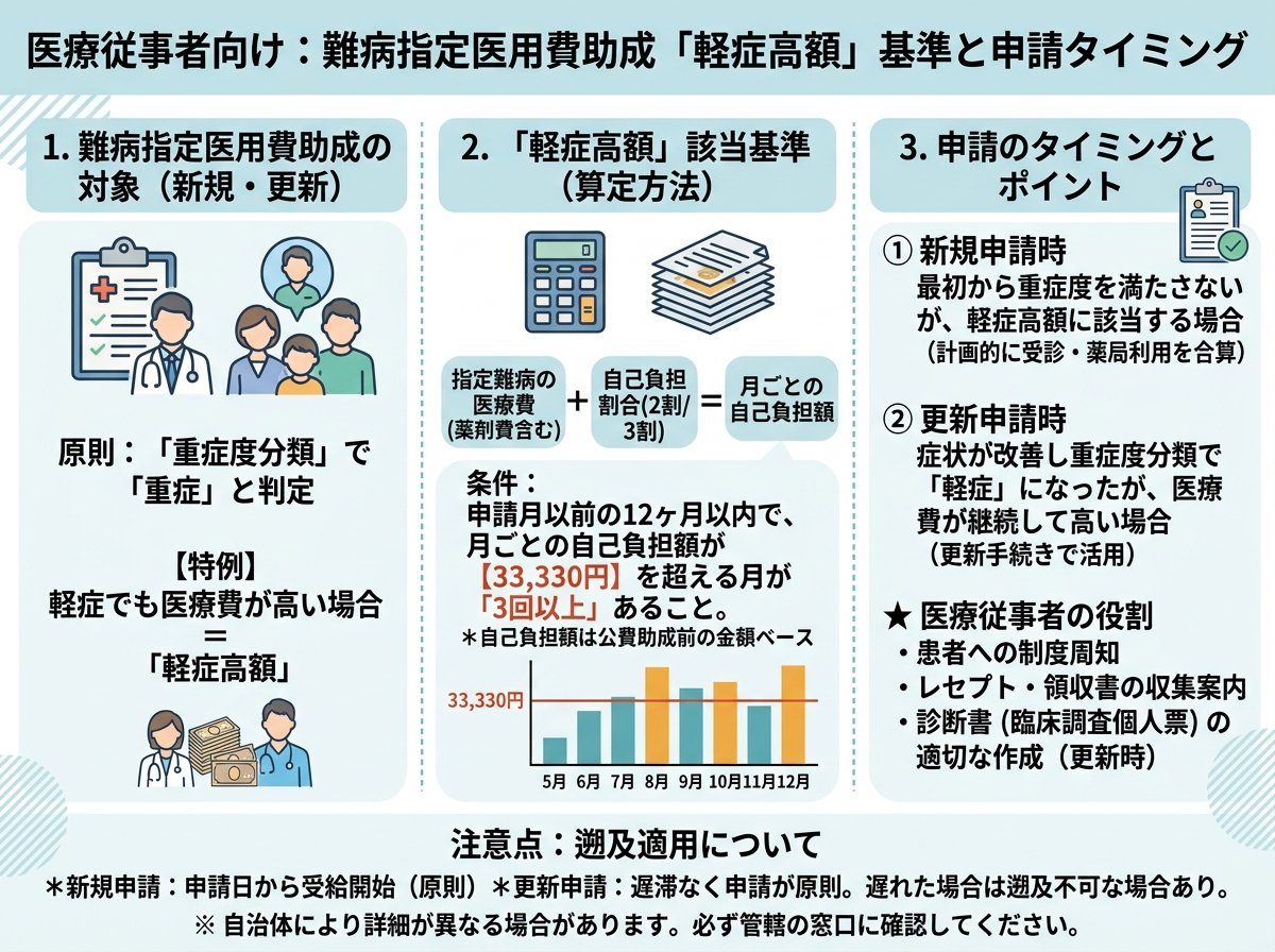 難病指定の医療費で軽症高額該当・申請タイミングを押さえておく