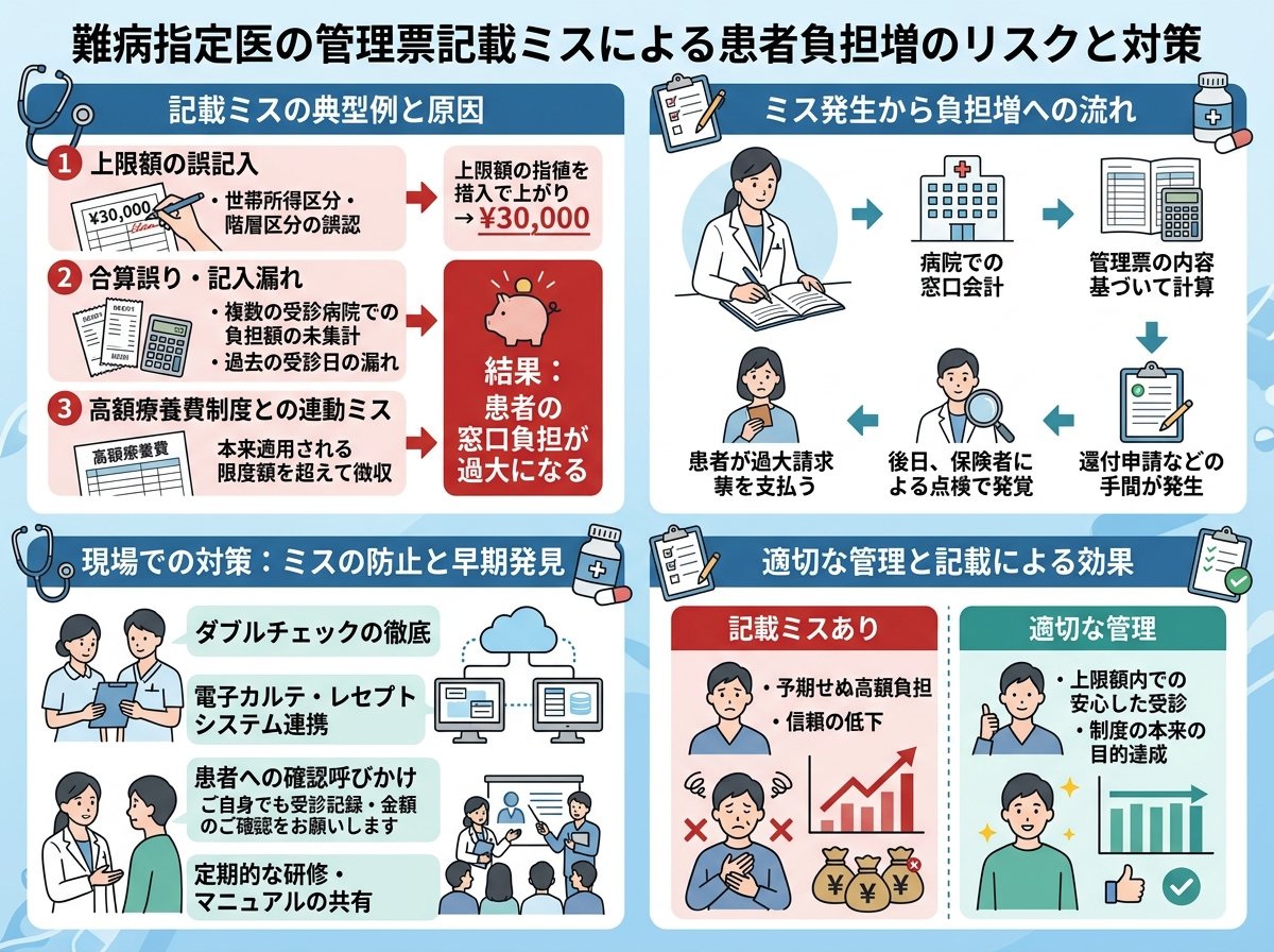 難病指定の医療費・自己負担上限額管理票の記載ミスが患者負担増を招く