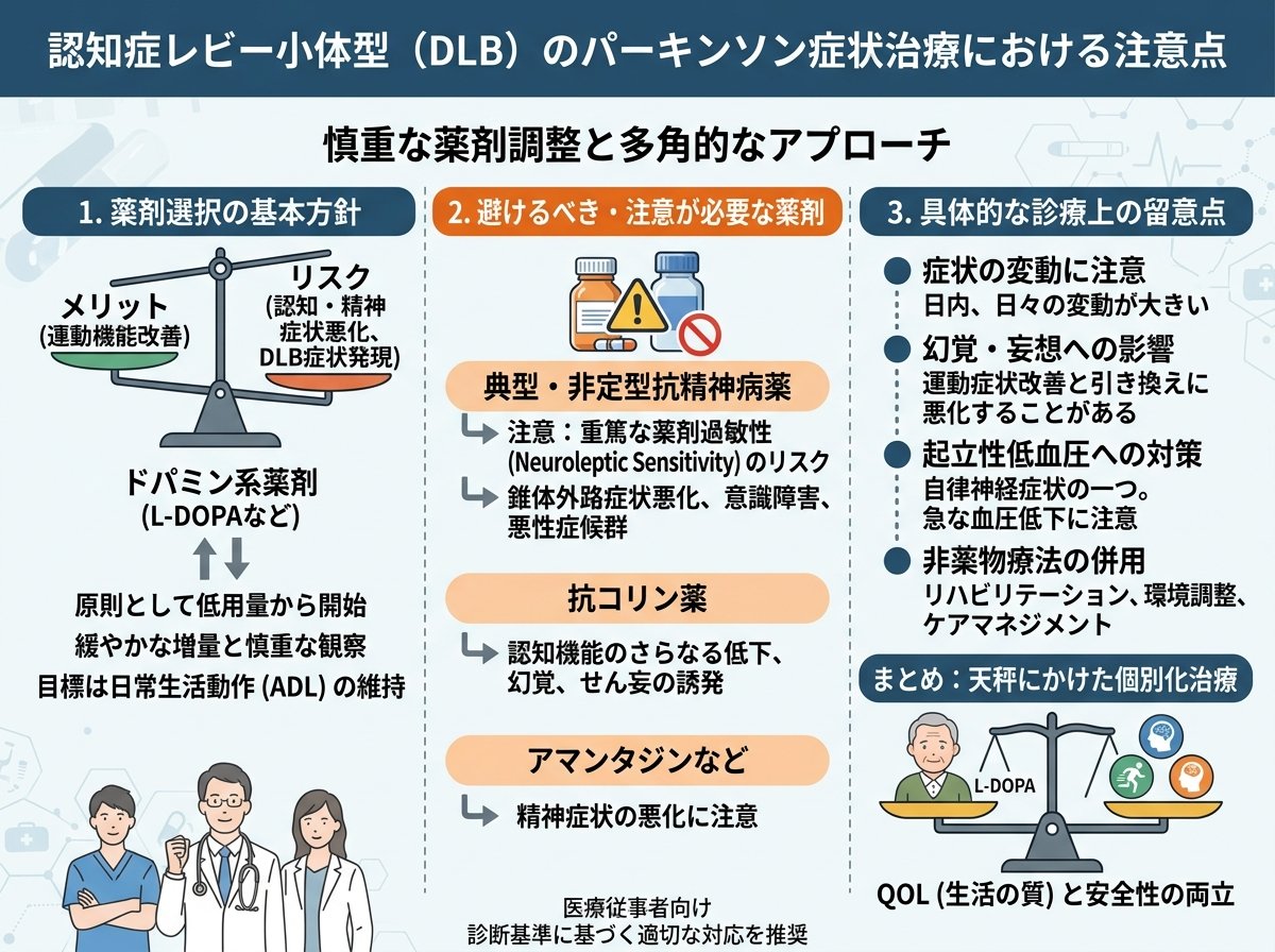 認知症レビー小体型のパーキンソン症状治療における注意点