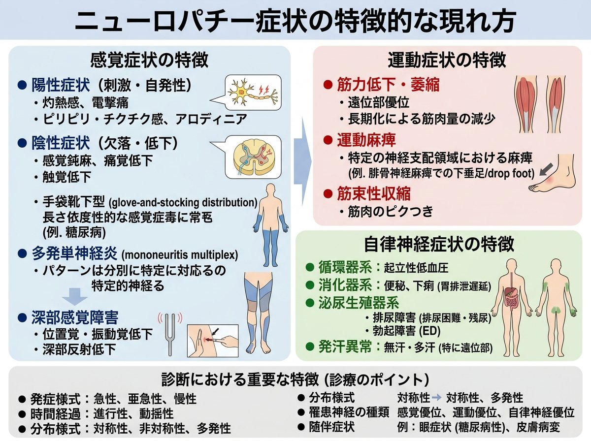 ニューロパチー症状の特徴的な現れ方