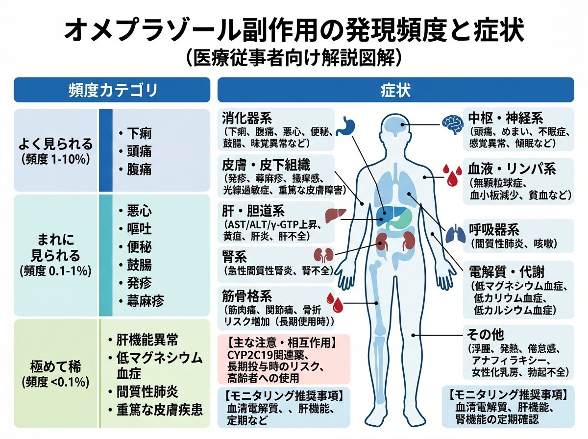 オメプラゾール副作用の発現頻度と症状