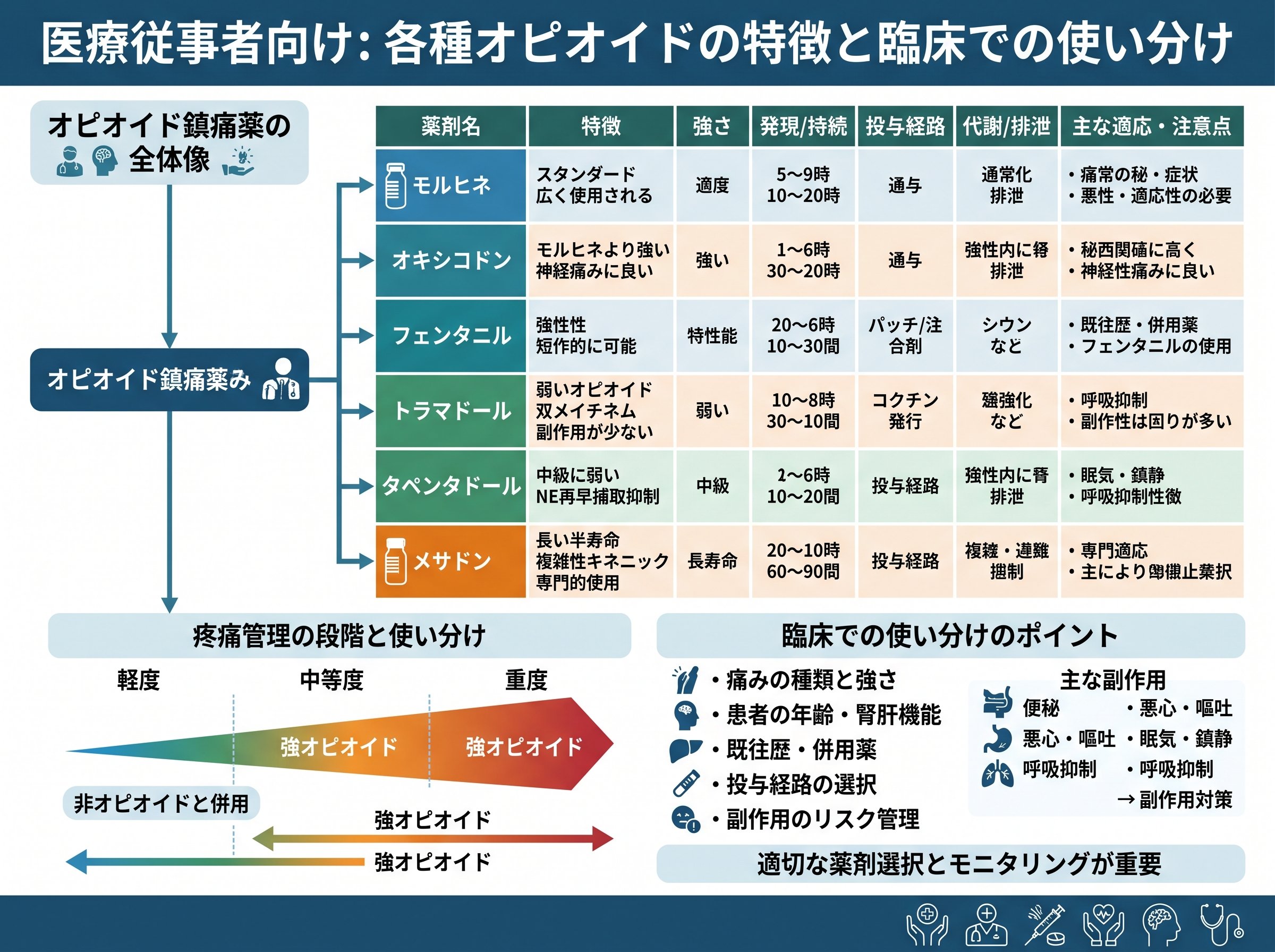 各種オピオイドの特徴と臨床での使い分け