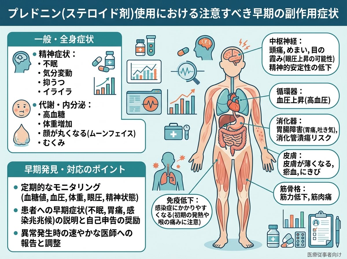 プレドニン使用で注意すべき早期の副作用症状