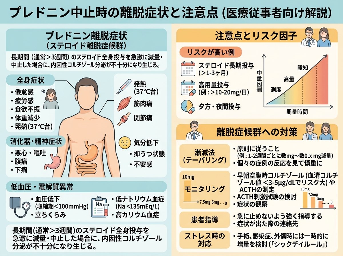 プレドニン中止時の離脱症状と注意点