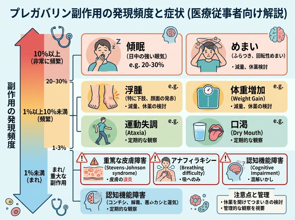 プレガバリン副作用の発現頻度と症状