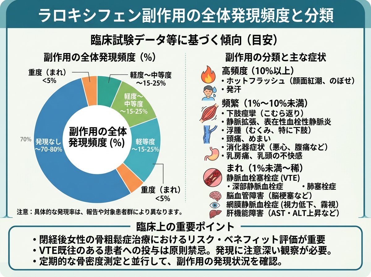 ラロキシフェン副作用の全体発現頻度と分類