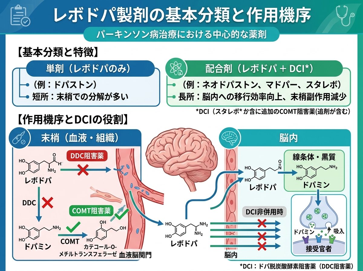レボドパ製剤の基本分類と作用機序