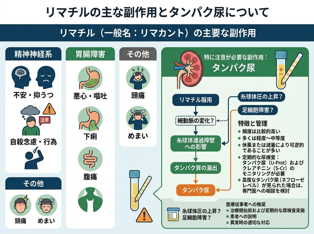 リマチルの主な副作用とタンパク尿について
