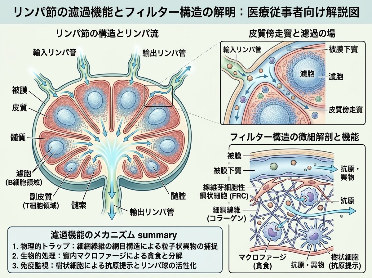 リンパ節の濾過機能とフィルター構造