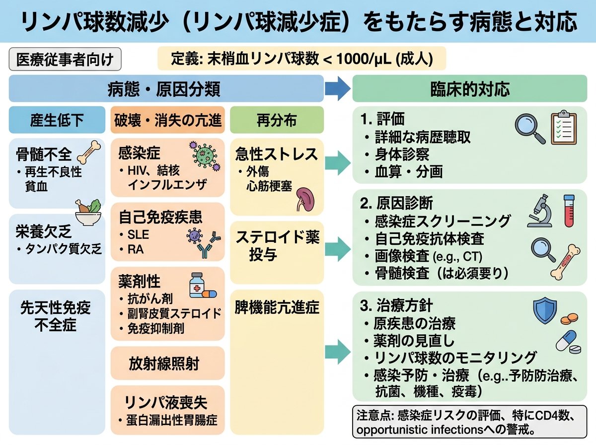 リンパ球数減少をもたらす病態と対応