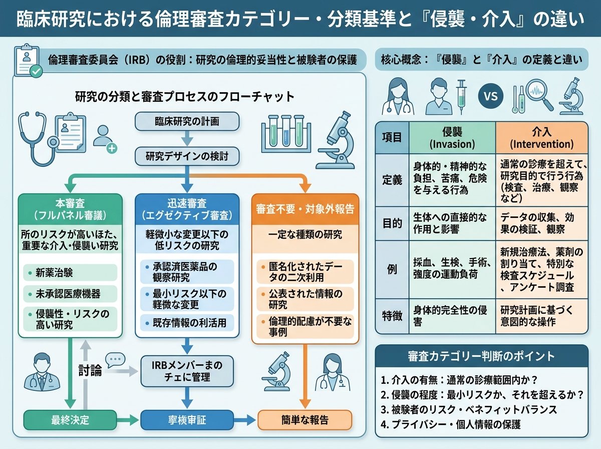 倫理審査 カテゴリー 分類 基準 侵襲 介入 違い