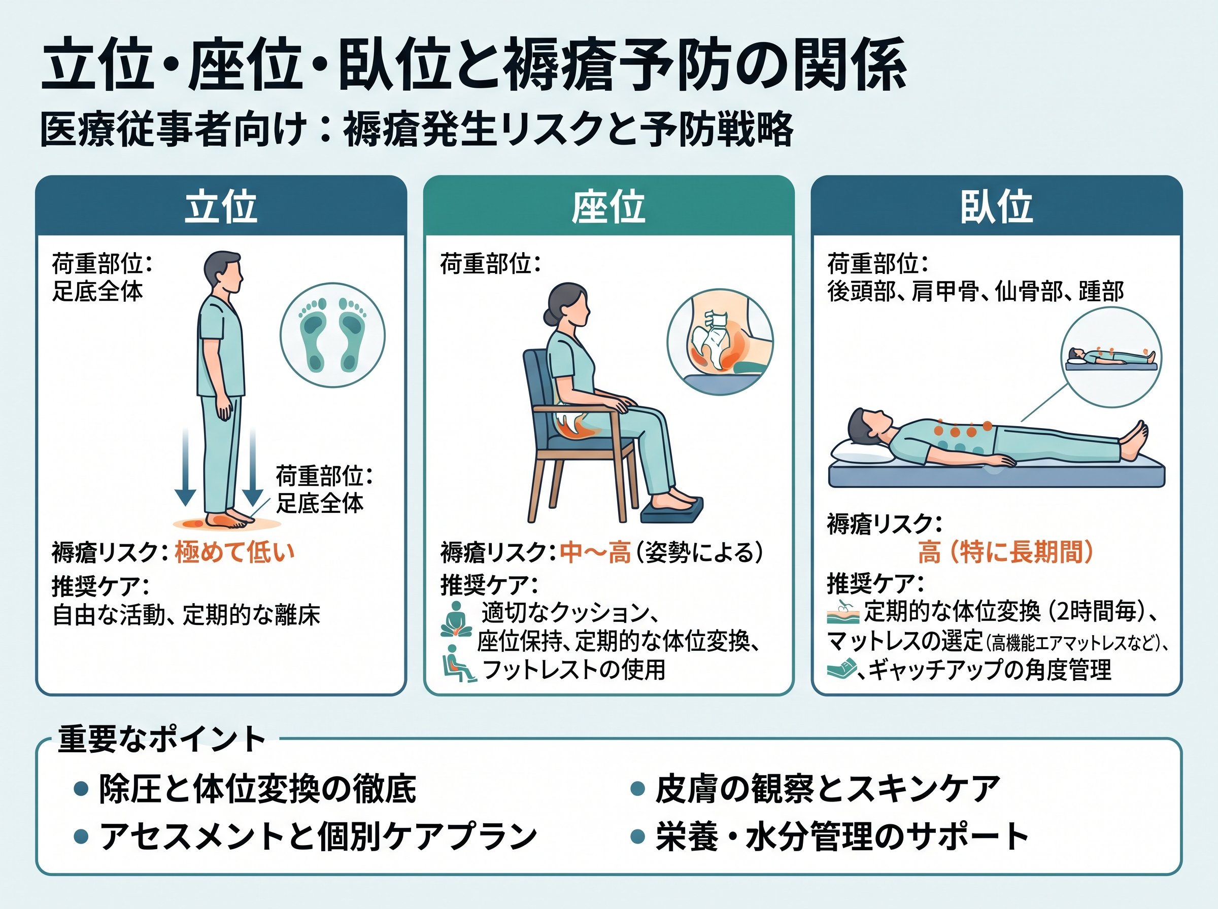 立位・座位・臥位と褥瘡予防の関係