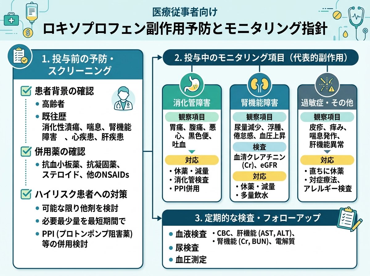 ロキソプロフェン副作用予防とモニタリング指針