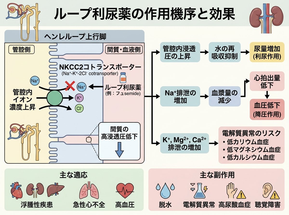 ループ利尿薬の作用機序と効果