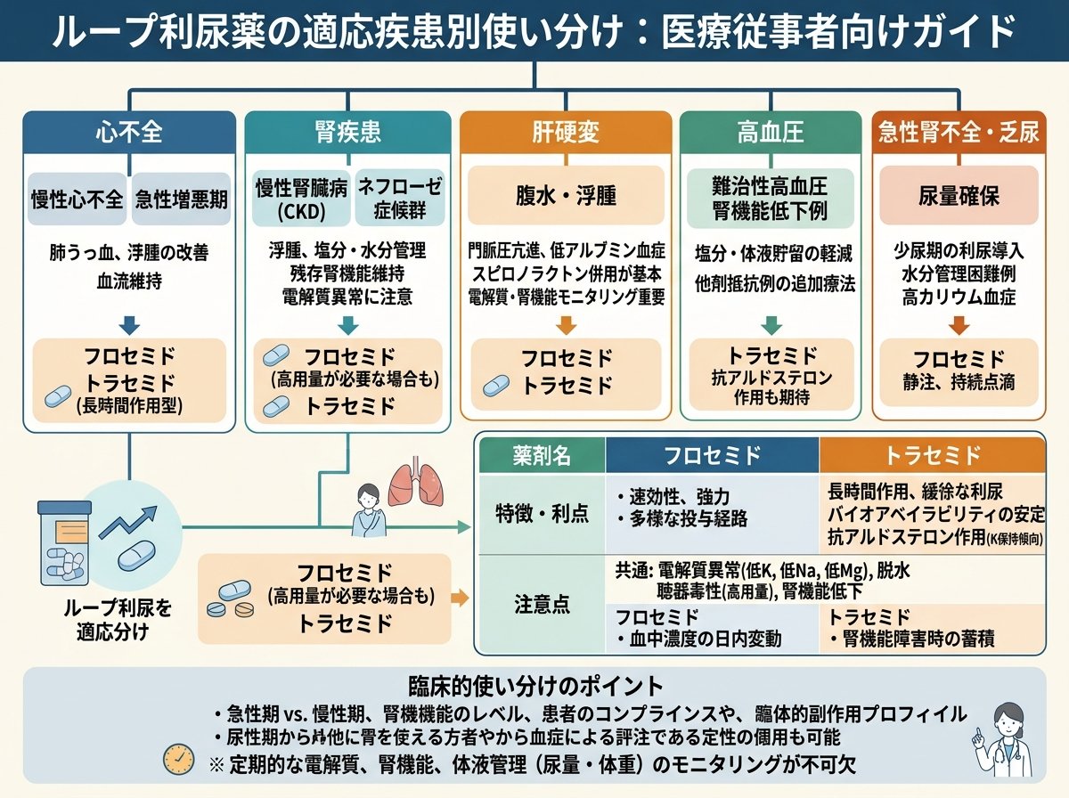 ループ利尿薬の適応疾患別使い分け