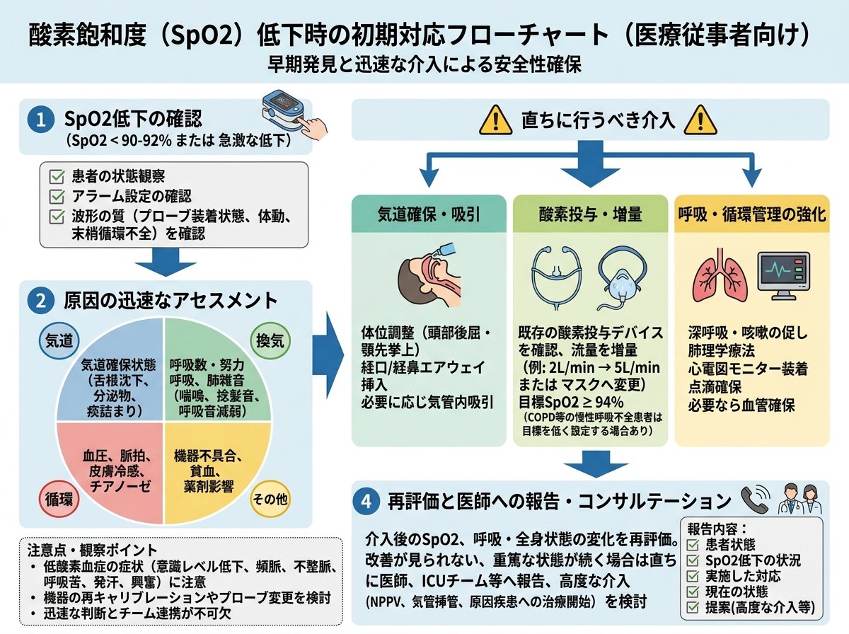 酸素飽和度が低下した際の初期対応