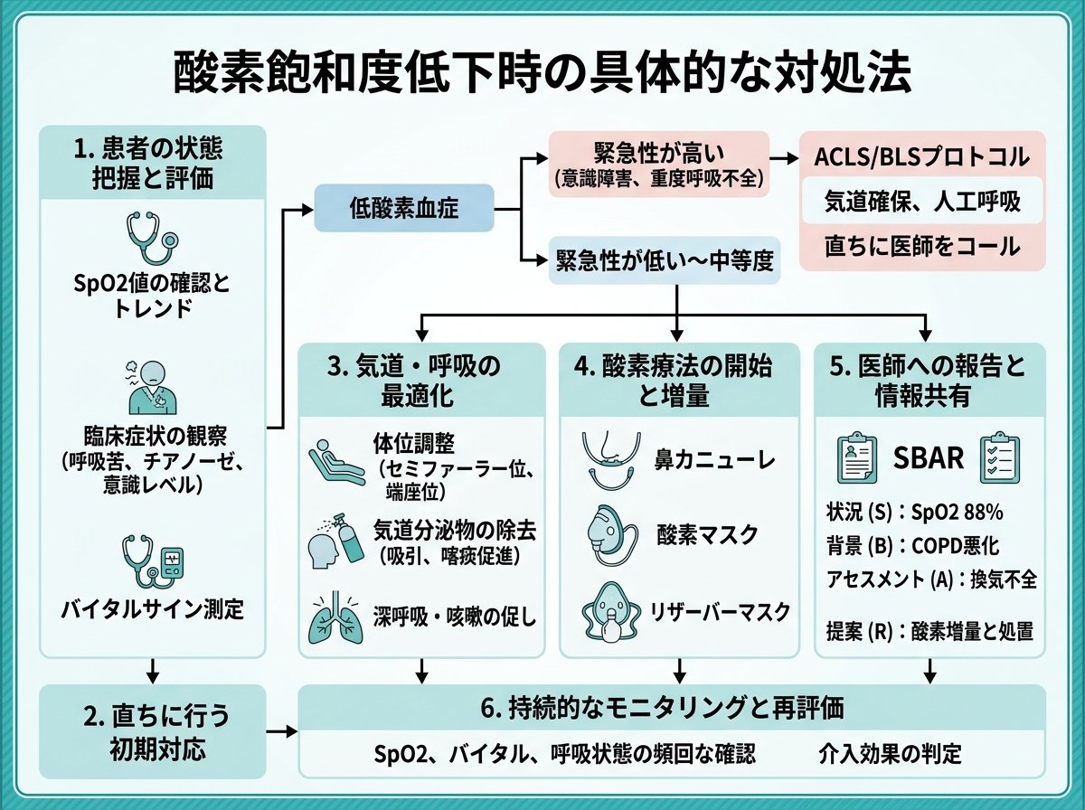 酸素飽和度低下時の具体的な対処法