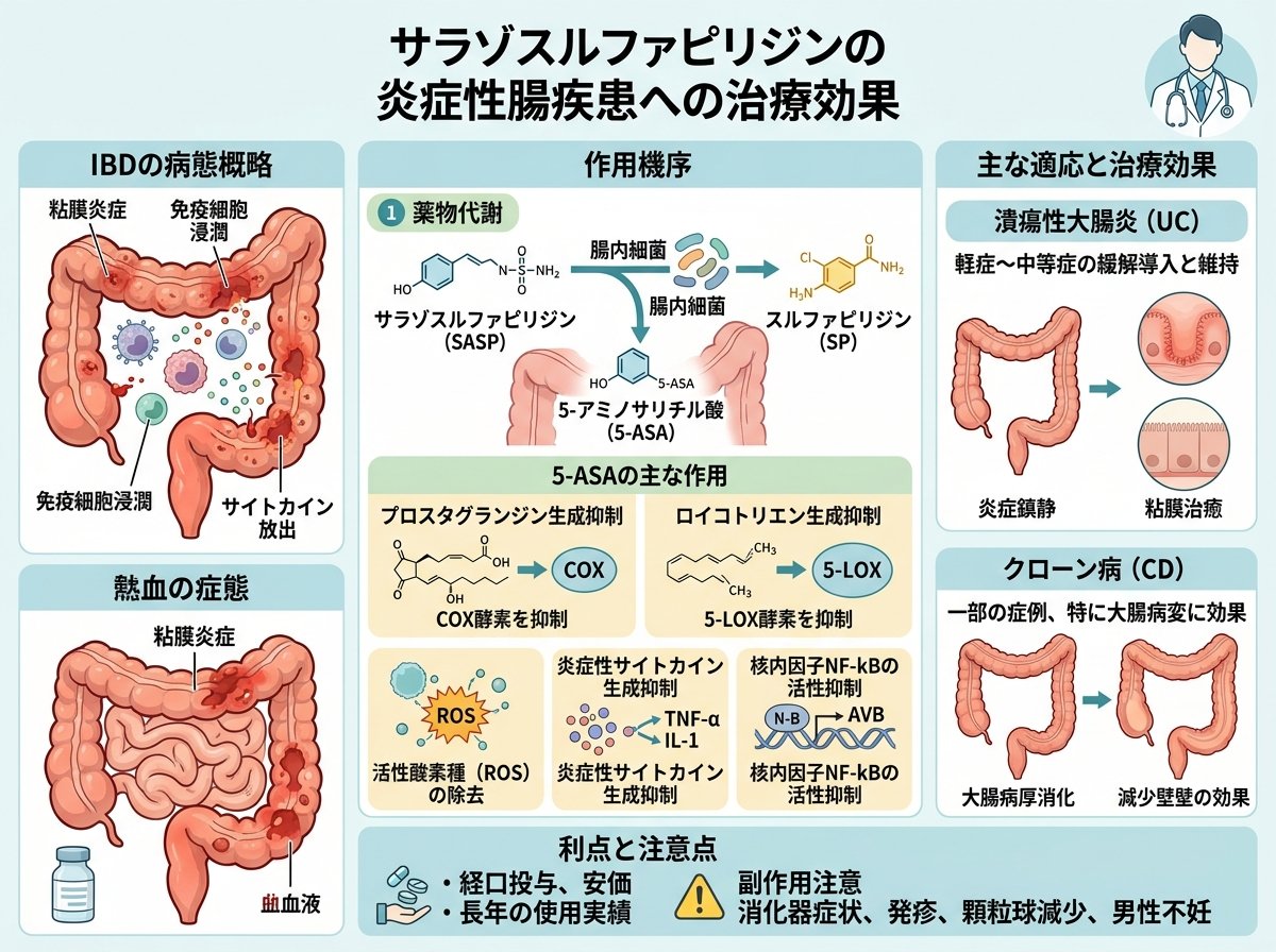 サラゾスルファピリジンの炎症性腸疾患への治療効果
