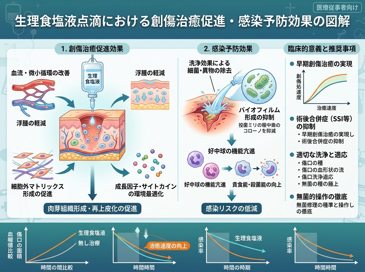 生理食塩液点滴における創傷治癒促進・感染予防効果