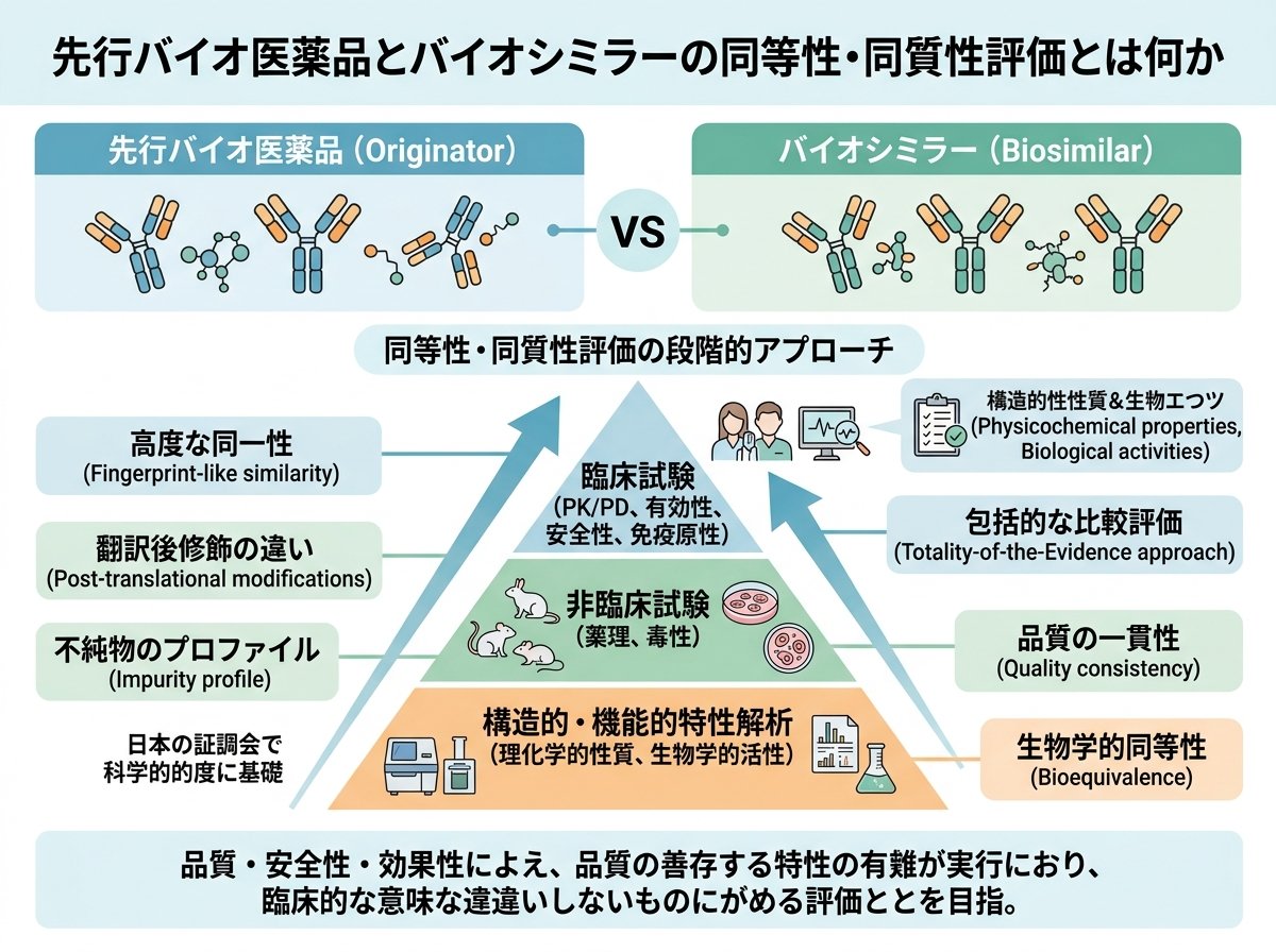先行バイオ医薬品とバイオシミラーの同等性・同質性評価とは何か