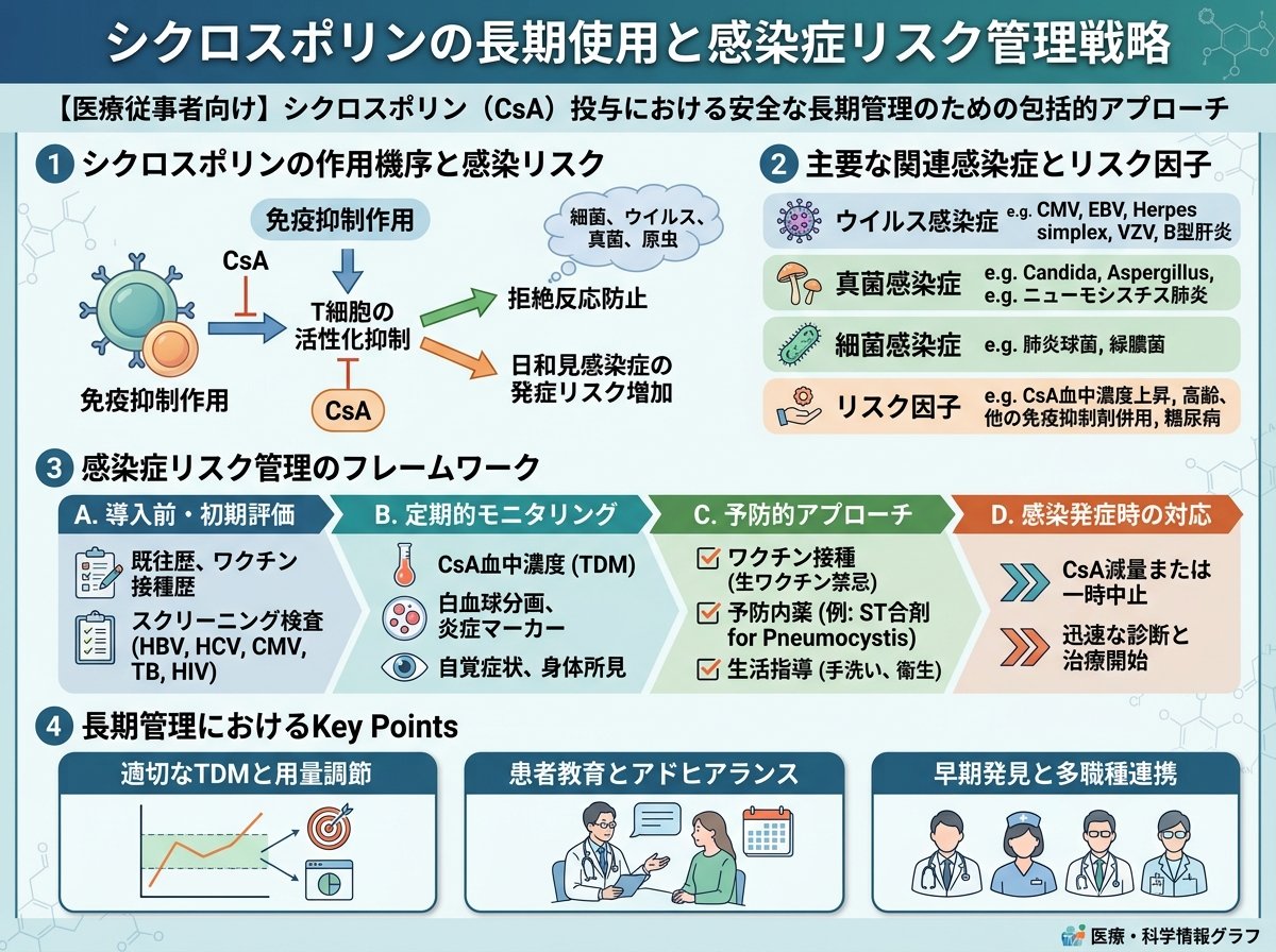 シクロスポリンの長期使用と感染症リスク管理戦略