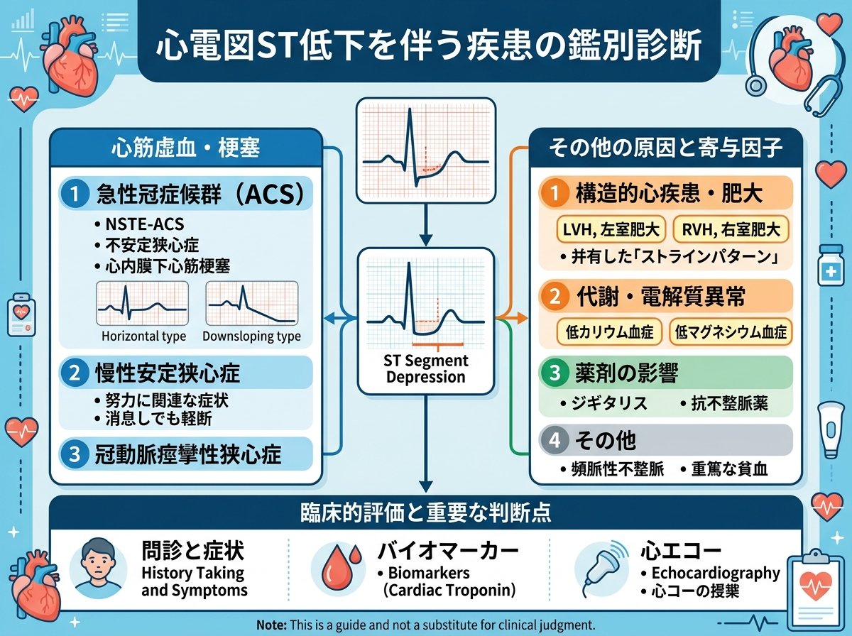 心電図ST低下を伴う疾患の鑑別診断