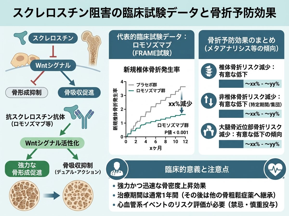 スクレロスチン阻害の臨床試験データと骨折予防効果
