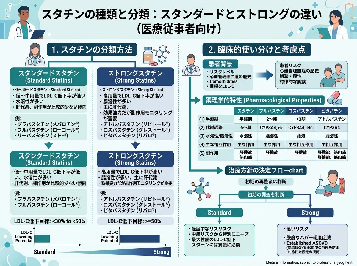 スタチンの種類と分類：スタンダードとストロングの違い