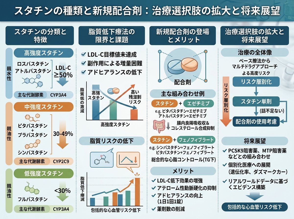 スタチンの種類と新規配合剤:治療選択肢の拡大と将来展望