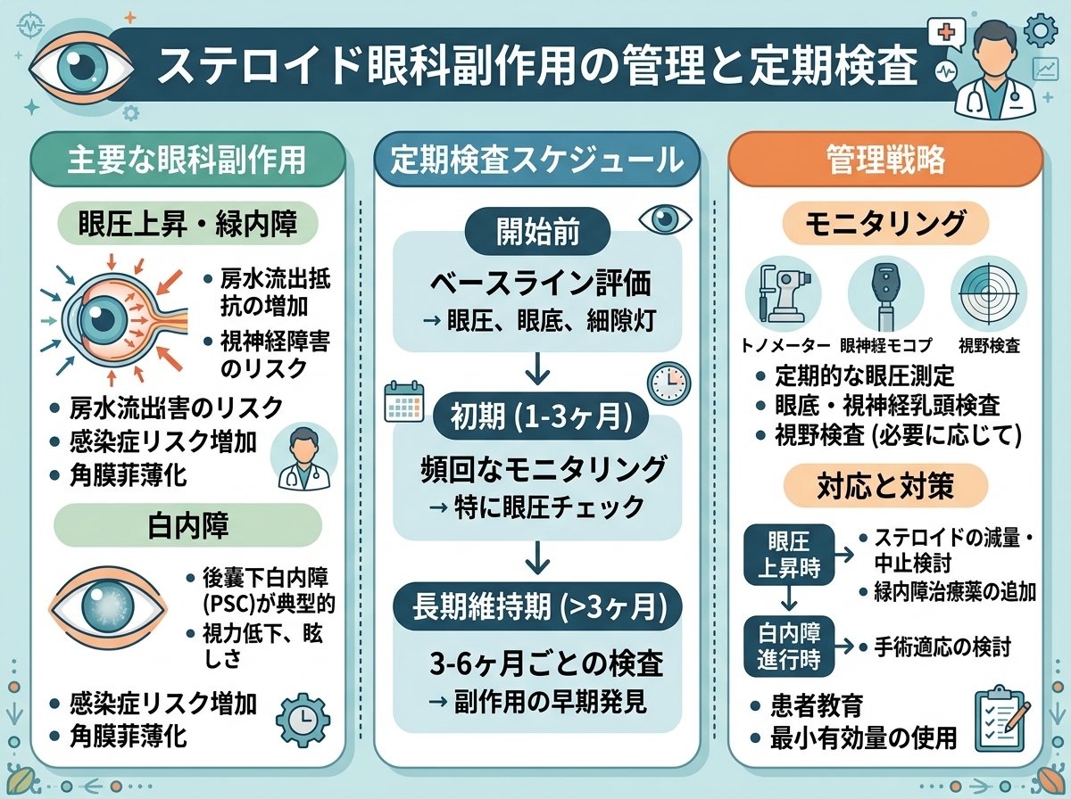 ステロイド眼科副作用の管理と定期検査