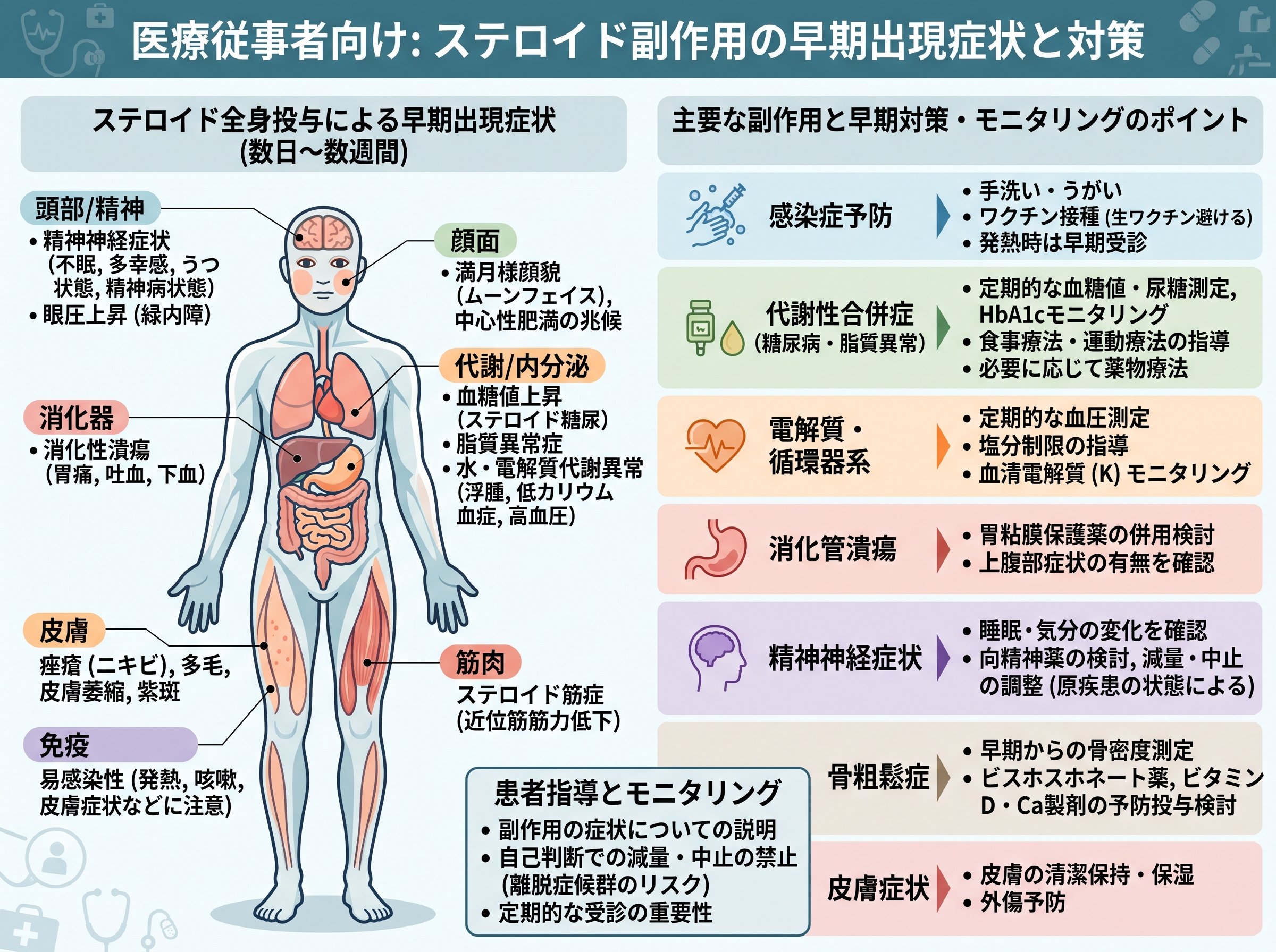 ステロイド副作用の早期出現症状と対策