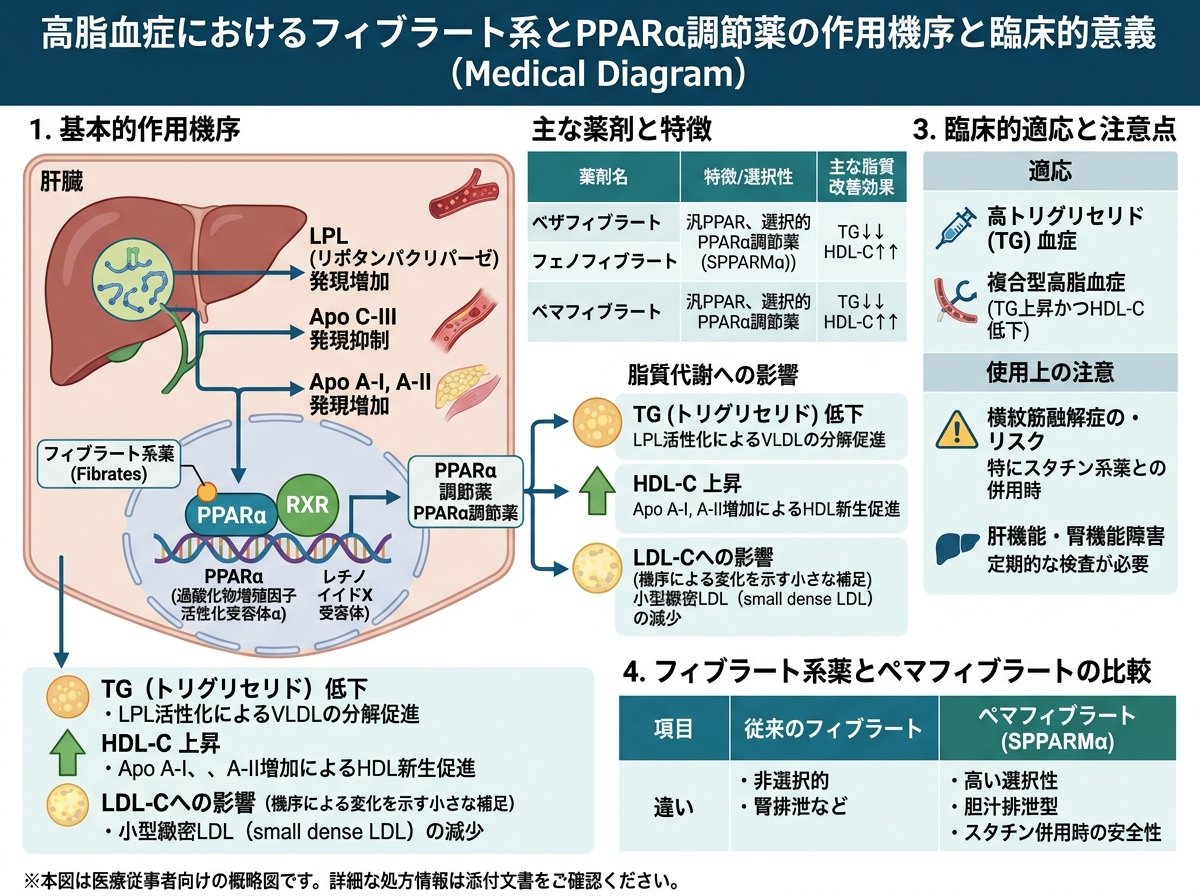 高脂血症におけるフィブラート系とPPARα調節薬